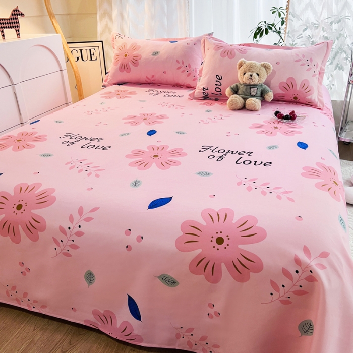 91家纺网 家纺一手货源 找家纺 维娜斯 2023新款芦荟棉单床单 花漾