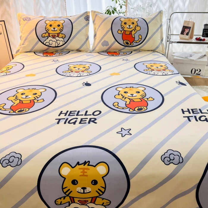 91家纺网 家纺一手货源 找家纺 维娜斯 2023新款芦荟棉单床单 呆萌虎