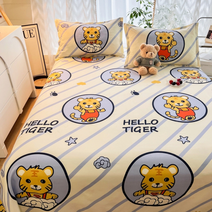 91家纺网 家纺一手货源 找家纺 维娜斯 2023新款芦荟棉单床单 呆萌虎