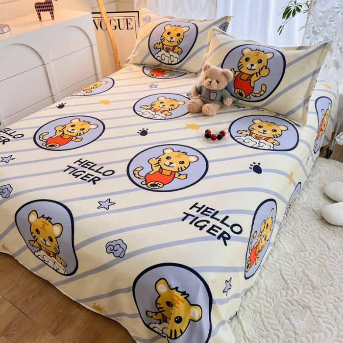 91家纺网 家纺一手货源 找家纺 维娜斯 2023新款芦荟棉单床单 呆萌虎