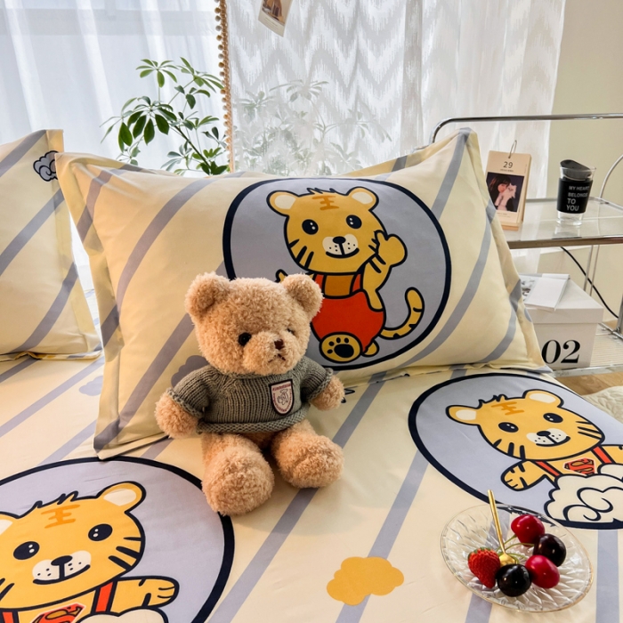 91家纺网 家纺一手货源 找家纺 维娜斯 2023新款芦荟棉单床单 呆萌虎