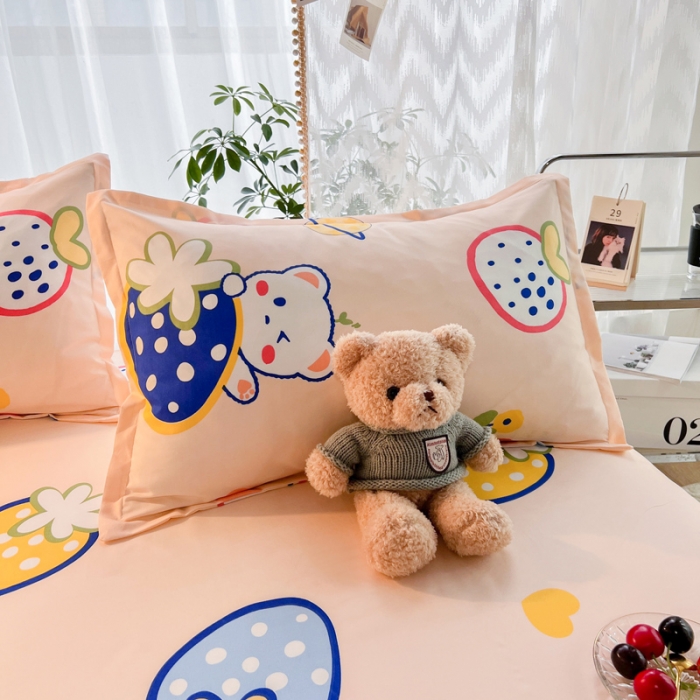 91家纺网 家纺一手货源 找家纺 维娜斯 2023新款芦荟棉单床单 草莓小熊