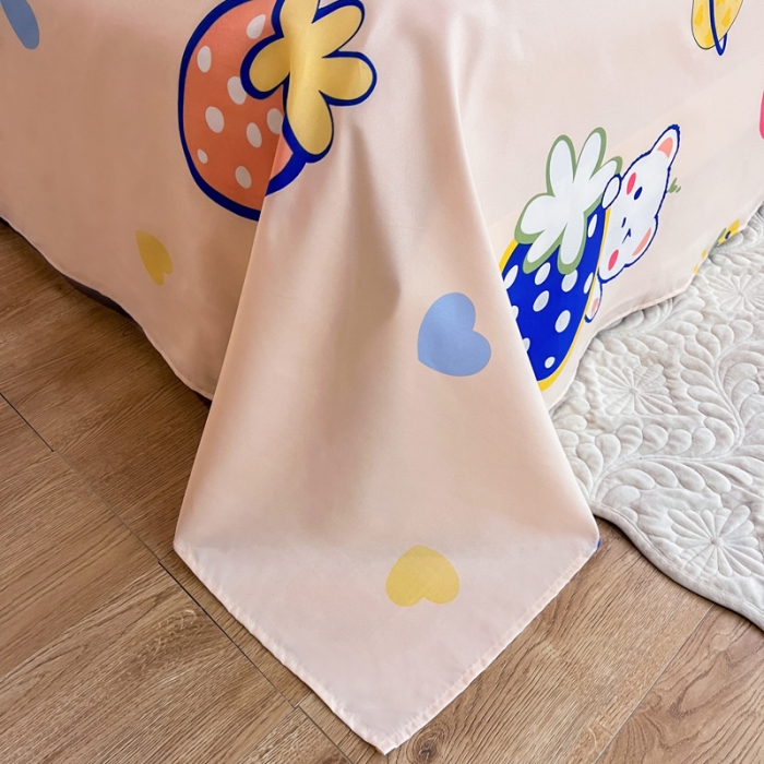 91家纺网 家纺一手货源 找家纺 维娜斯 2023新款芦荟棉单床单 草莓小熊