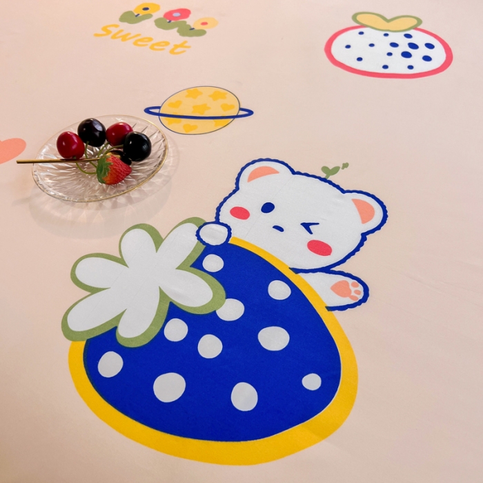 91家纺网 家纺一手货源 找家纺 维娜斯 2023新款芦荟棉单床单 草莓小熊