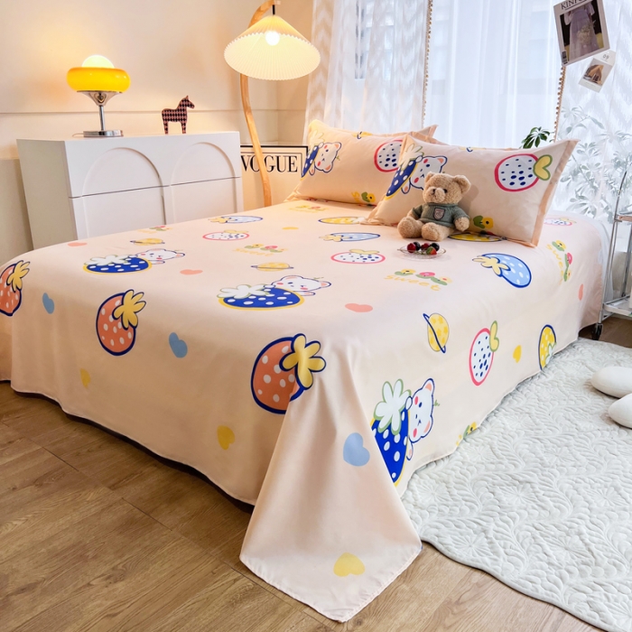 91家纺网 家纺一手货源 找家纺 维娜斯 2023新款芦荟棉单床单 草莓小熊