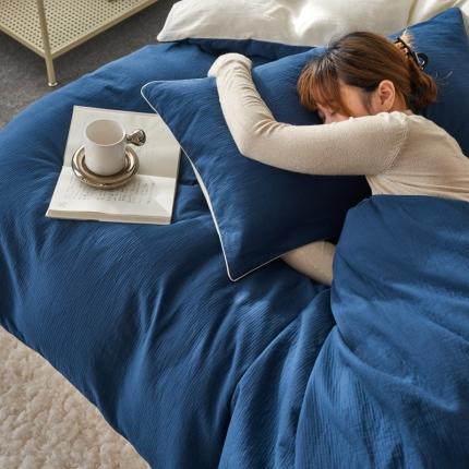 简家居 2023新款全棉三层纱四件套 航海蓝