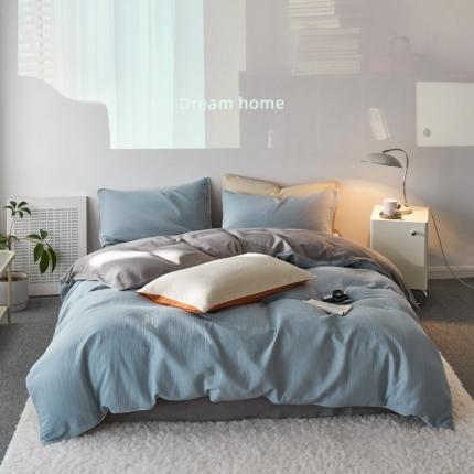 简家居 2023新款全棉三层纱四件套 烟雾蓝
