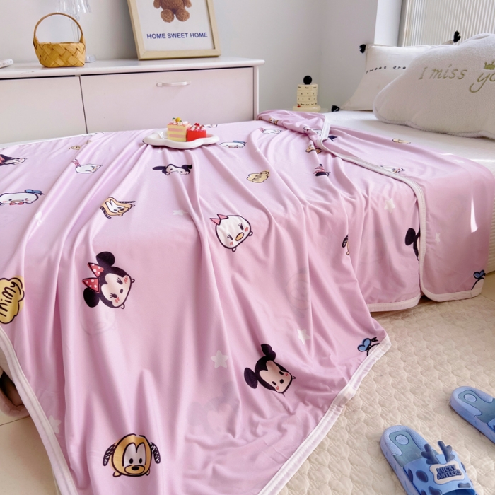 91家纺网 家纺一手货源 找家纺 潮邦2025新款A类多功能针织棉童毯 缤纷乐园-粉