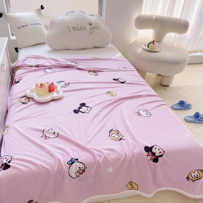 91家纺网 家纺一手货源 找家纺 潮邦2025新款A类多功能针织棉童毯 缤纷乐园-粉