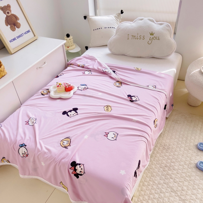 91家纺网 家纺一手货源 找家纺 潮邦2025新款A类多功能针织棉童毯 缤纷乐园-粉