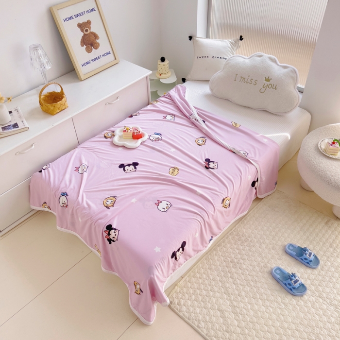 91家纺网 家纺一手货源 找家纺 潮邦2025新款A类多功能针织棉童毯 缤纷乐园-粉