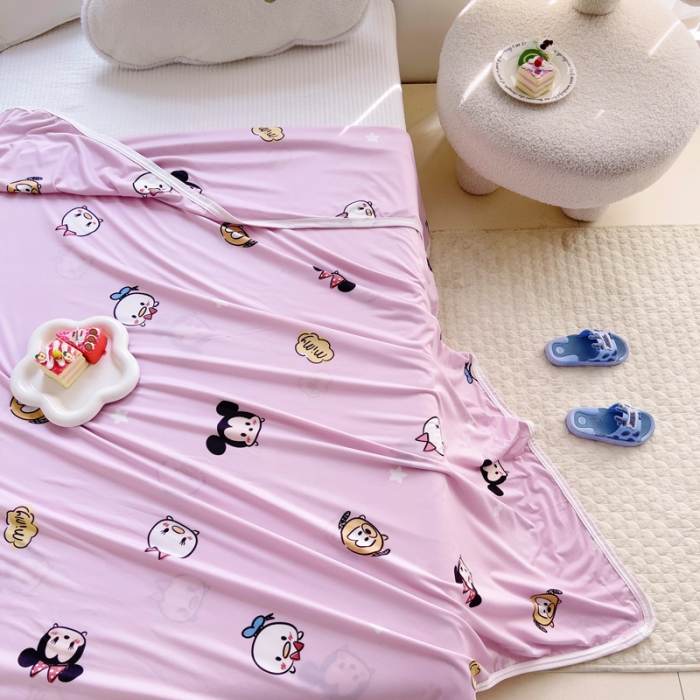 91家纺网 家纺一手货源 找家纺 潮邦2025新款A类多功能针织棉童毯 缤纷乐园-粉