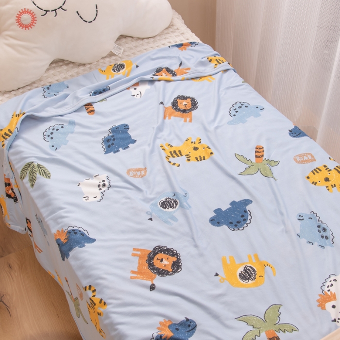 91家纺网 家纺一手货源 找家纺 潮邦2025新款A类多功能针织棉童毯 动物乐园