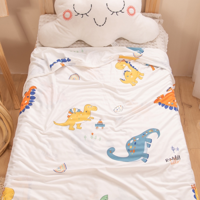 91家纺网 家纺一手货源 找家纺 潮邦2025新款A类多功能针织棉童毯 恐龙乐园