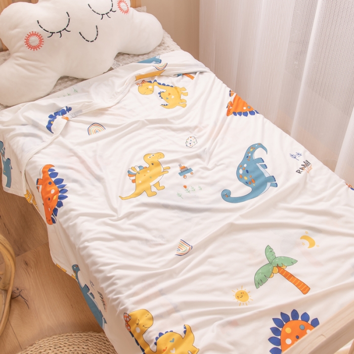 91家纺网 家纺一手货源 找家纺 潮邦2025新款A类多功能针织棉童毯 恐龙乐园