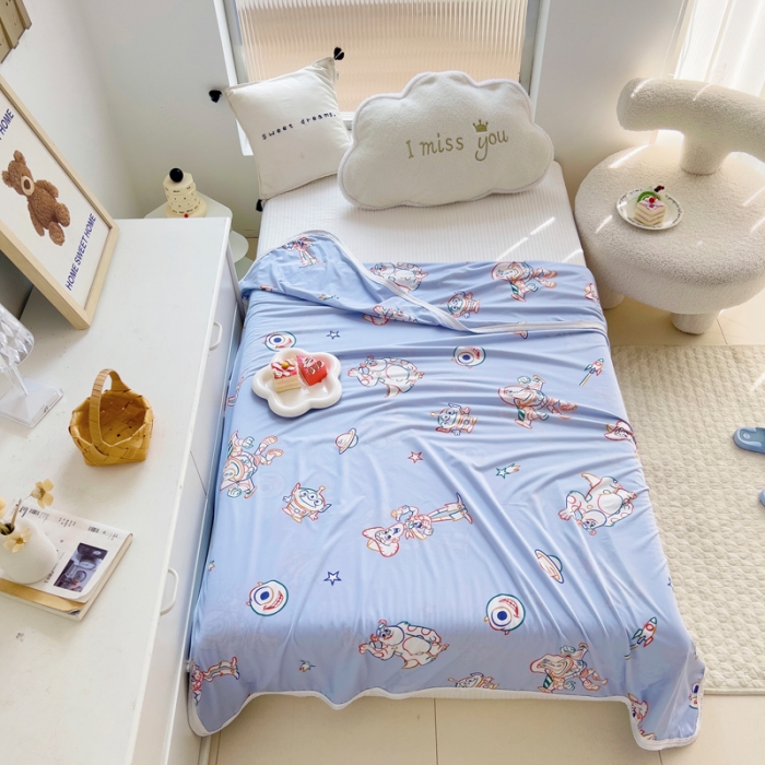 91家纺网 家纺一手货源 找家纺 潮邦2025新款A类多功能针织棉童毯 快乐星球