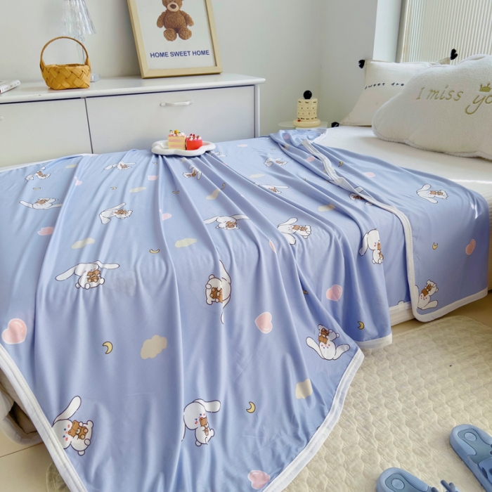 91家纺网 家纺一手货源 找家纺 潮邦2025新款A类多功能针织棉童毯 萌宠兔兔