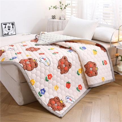 91家纺网 家纺一手货源 找家纺 东宇床垫 2023新款亲肤磨毛四季款夹棉薄款床垫床褥 草莓熊