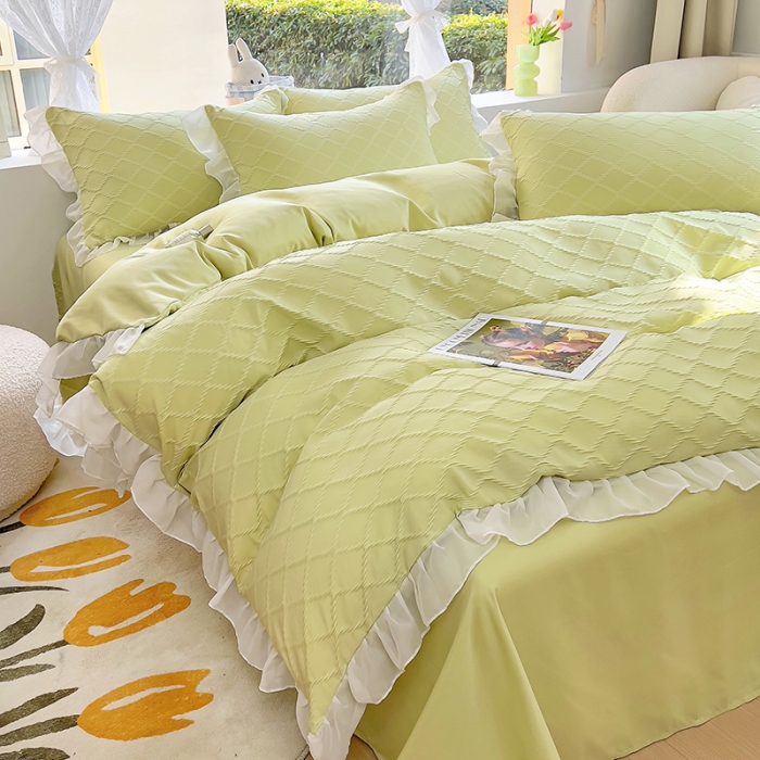 91家纺网 家纺一手货源 找家纺 沐慕 2023新款四件套芝芝系列 芝芝抹茶