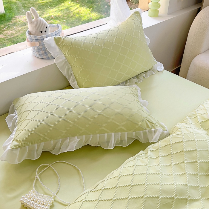 91家纺网 家纺一手货源 找家纺 沐慕 2023新款四件套芝芝系列 芝芝抹茶