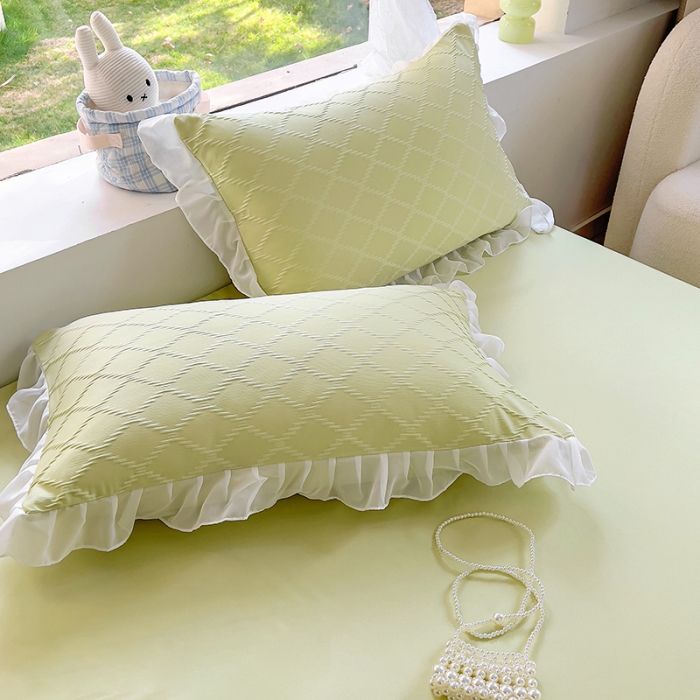 91家纺网 家纺一手货源 找家纺 沐慕 2023新款四件套芝芝系列 芝芝抹茶