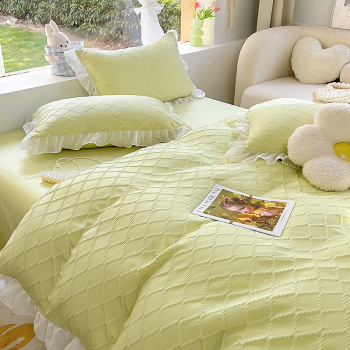 91家纺网 家纺一手货源 找家纺 沐慕 2023新款四件套芝芝系列 芝芝抹茶