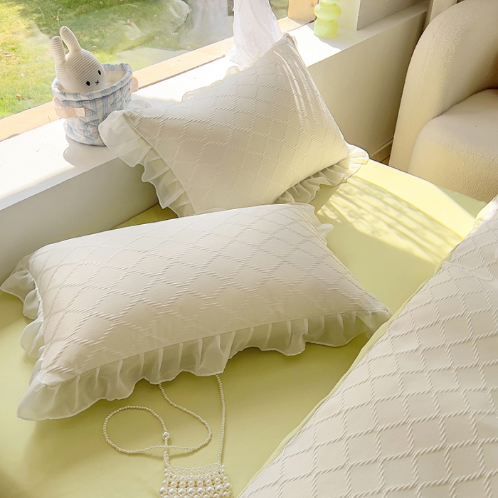 91家纺网 家纺一手货源 找家纺 沐慕 2023新款四件套芝芝系列 芝芝奶绿