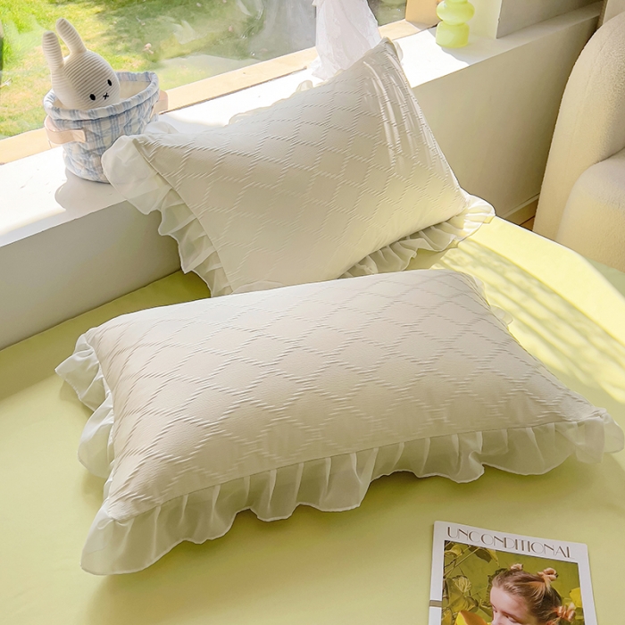 91家纺网 家纺一手货源 找家纺 沐慕 2023新款四件套芝芝系列 芝芝奶绿