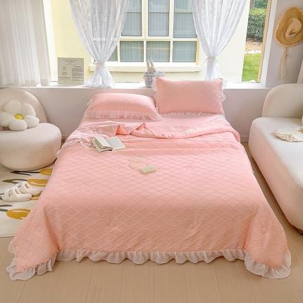 91家纺网 家纺一手货源 找家纺 沐慕 2023新款立体双层纱提花夏被四件套 芝芝莓莓