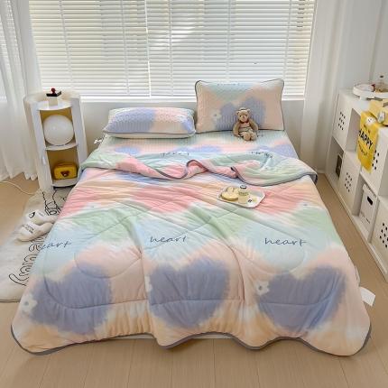 沐慕 2023新款小清新床笠款乳胶凉席 彩色爱心