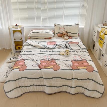 沐慕 2023新款小清新床笠款乳胶凉席 幸运熊熊