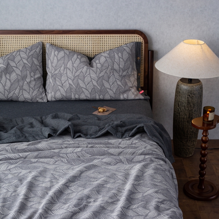 91家纺网 家纺一手货源 找家纺 （总）安莱生活 2023双层纱复古大提花系列落叶缤纷夏被及夏被四件套