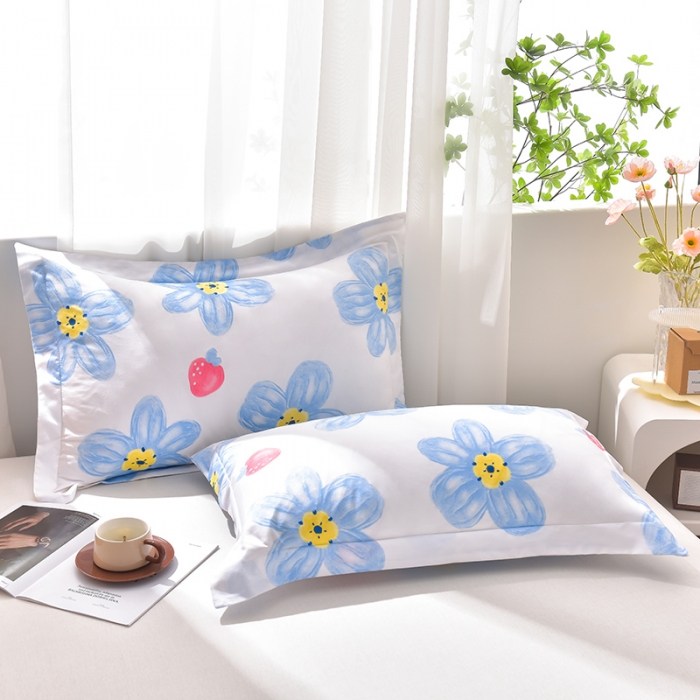 91家纺网 家纺一手货源 找家纺 圣楚家纺 2024新款亲肤水洗棉枕套 海棠