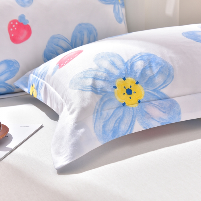 91家纺网 家纺一手货源 找家纺 圣楚家纺 2024新款亲肤水洗棉枕套 海棠