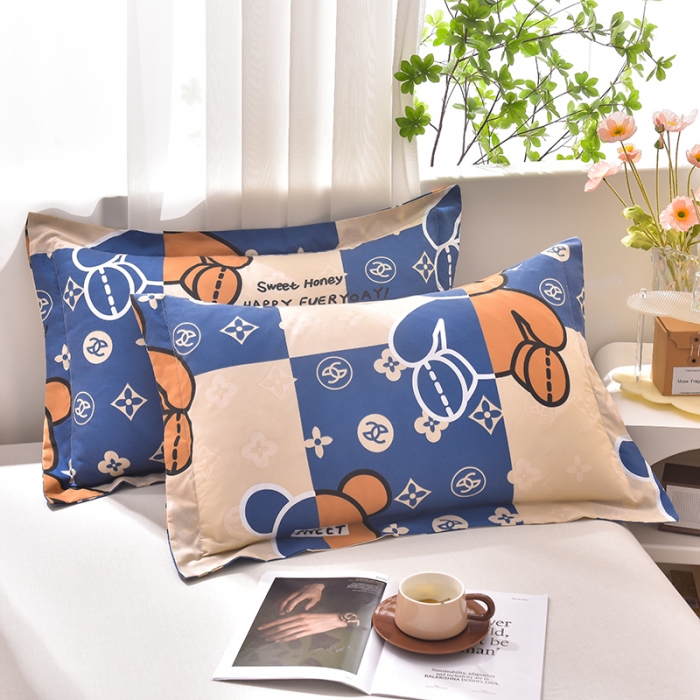 91家纺网 家纺一手货源 找家纺 圣楚家纺 2024新款亲肤水洗棉枕套 小熊