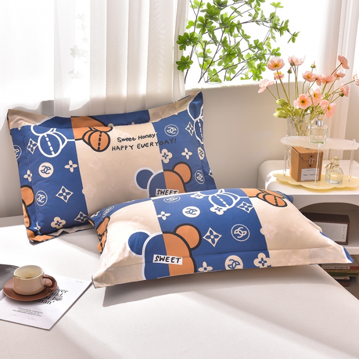 91家纺网 家纺一手货源 找家纺 圣楚家纺 2024新款亲肤水洗棉枕套 小熊