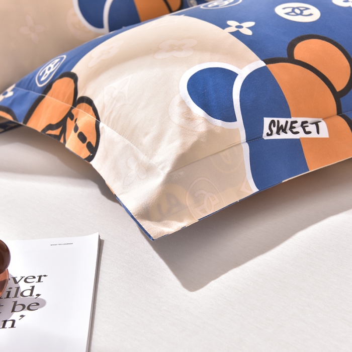 91家纺网 家纺一手货源 找家纺 圣楚家纺 2024新款亲肤水洗棉枕套 小熊