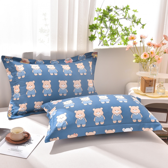 91家纺网 家纺一手货源 找家纺 圣楚家纺 2024新款亲肤水洗棉枕套 熊宝贝