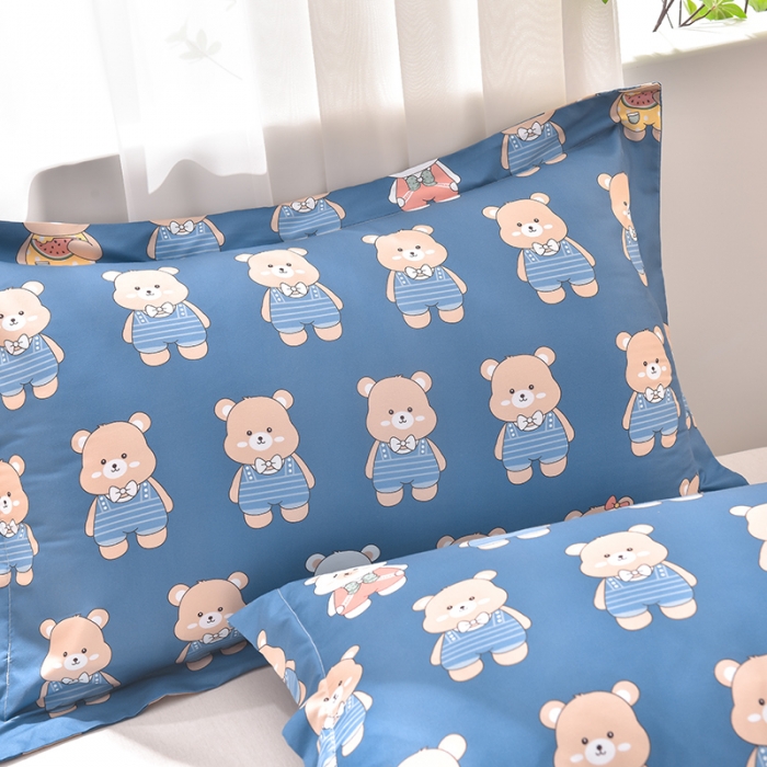 91家纺网 家纺一手货源 找家纺 圣楚家纺 2024新款亲肤水洗棉枕套 熊宝贝