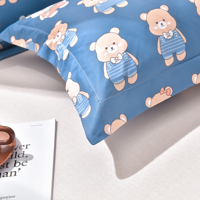 91家纺网 家纺一手货源 找家纺 圣楚家纺 2024新款亲肤水洗棉枕套 熊宝贝