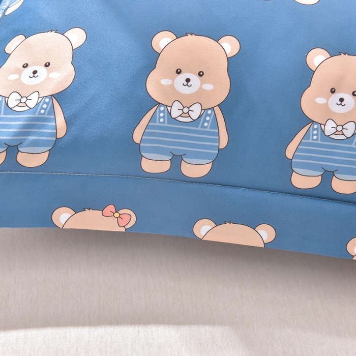 91家纺网 家纺一手货源 找家纺 圣楚家纺 2024新款亲肤水洗棉枕套 熊宝贝