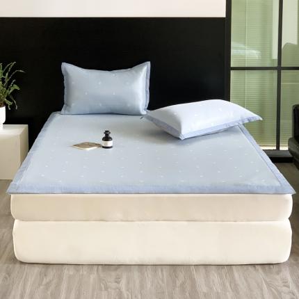 沐慕 2023新款提花冰丝席 爱心-浅蓝