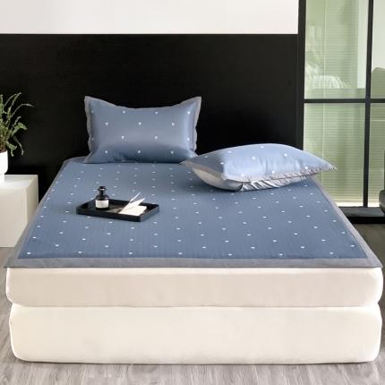 沐慕 2023新款提花冰丝席 爱心-深蓝