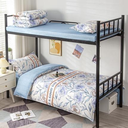 91家纺网 家纺一手货源 找家纺 曼璐家纺 2025芦荟棉学生寝室架子床套件宿舍1.5蓝色妖姬