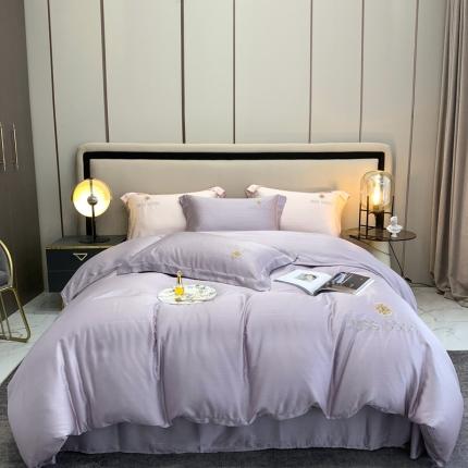 91家纺网 家纺一手货源 找家纺 顾家家居2023新款100支银线兰精天丝四件套 优雅紫