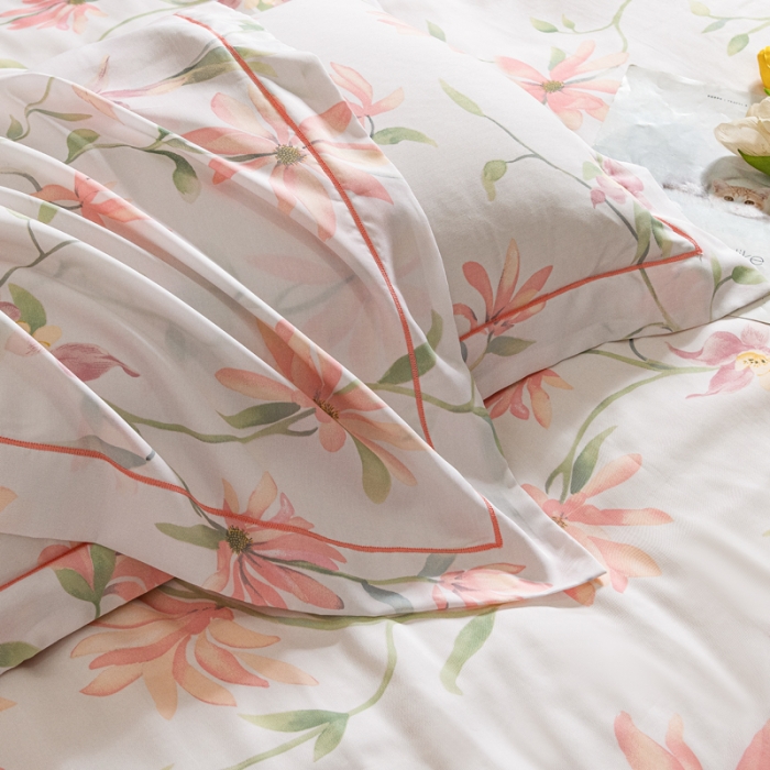 91家纺网 家纺一手货源 找家纺 氧家 2025新款60s莱塞尔天丝四件套花雨