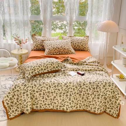 91家纺网 家纺一手货源 找家纺 （总）芯贝儿 2023新款 水洗m麻双层纱小清新夏被四件套