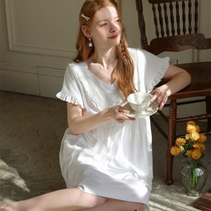 91家纺网 家纺一手货源 找家纺 洛兰沙 2023新款395短袖凌睡裙