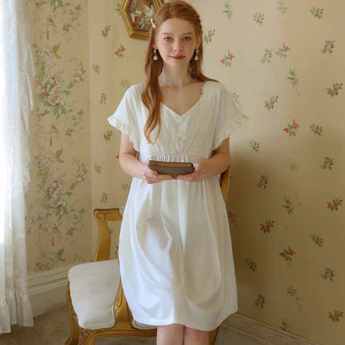 91家纺网 家纺一手货源 找家纺 洛兰沙 2023新款395短袖凌睡裙