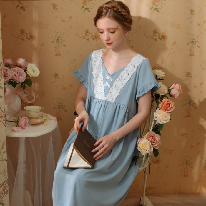 91家纺网 家纺一手货源 找家纺 洛兰沙 2023新款395短袖凌睡裙